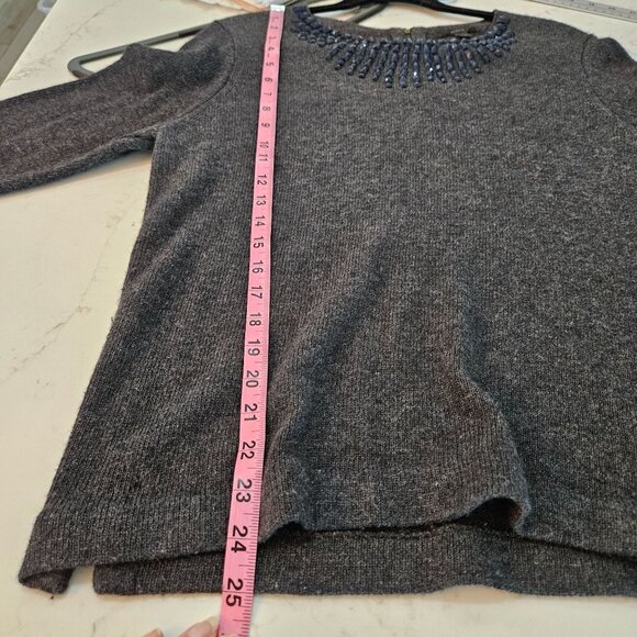 J. Crew Jeweled Starburst Beaded Sweater Medium Gray Wool, Rabbit Hair - Picture 10 of 10